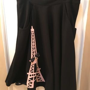 Retro Sock Hop Dance Swirl Skirt EiffelTower XXXL